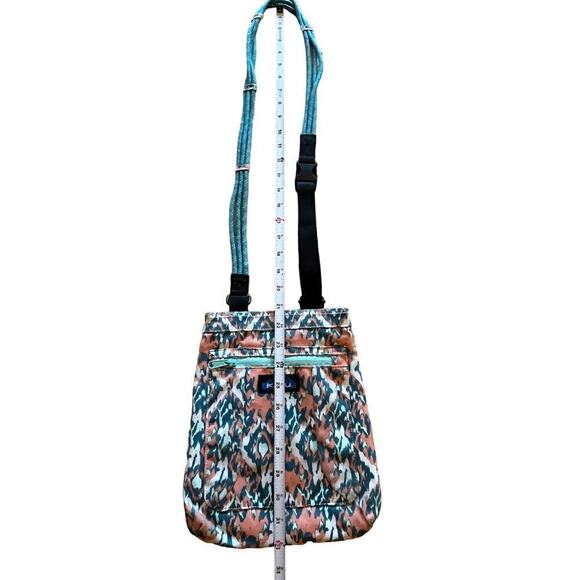 Kavu Shoulder crossbody purse. Teal rope handle. multi color ikat print!gorgeous - Picture 10 of 11